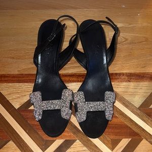 Authentic new Hermes silver crystal embellishment sandal